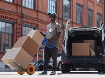 Delivery Worker Unloading Truck