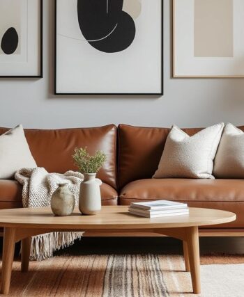 découvrez des idées d'aménagement élégantes et fonctionnelles autour d'un canapé convertible en cuir marron pour optimiser votre espace de vie avec style et confort.