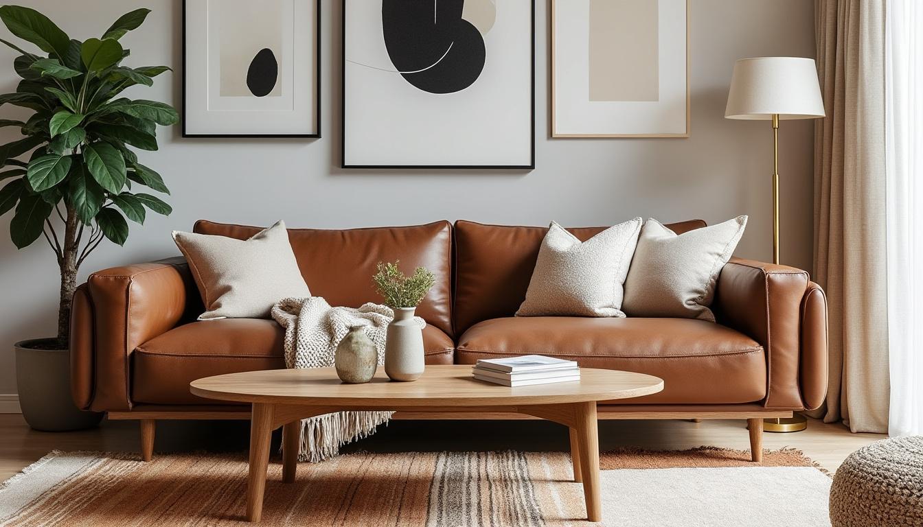 découvrez des idées d'aménagement élégantes et fonctionnelles autour d'un canapé convertible en cuir marron pour optimiser votre espace de vie avec style et confort.