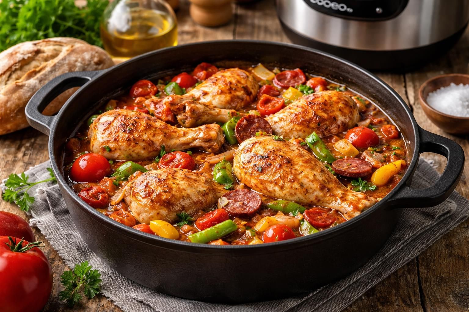 découvrez comment préparer un délicieux poulet basquaise au cookeo, alliant simplicité et saveurs authentiques pour un repas savoureux et rapide.