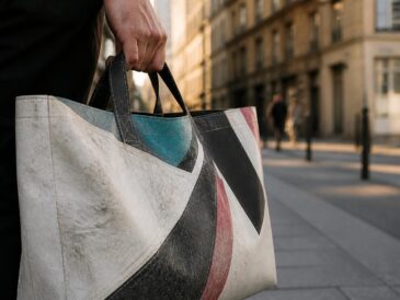 découvrez nos cabas confectionnés en bâche publicitaire upcyclée, une solution écologique et astucieuse pour réduire les déchets tout en restant stylé.