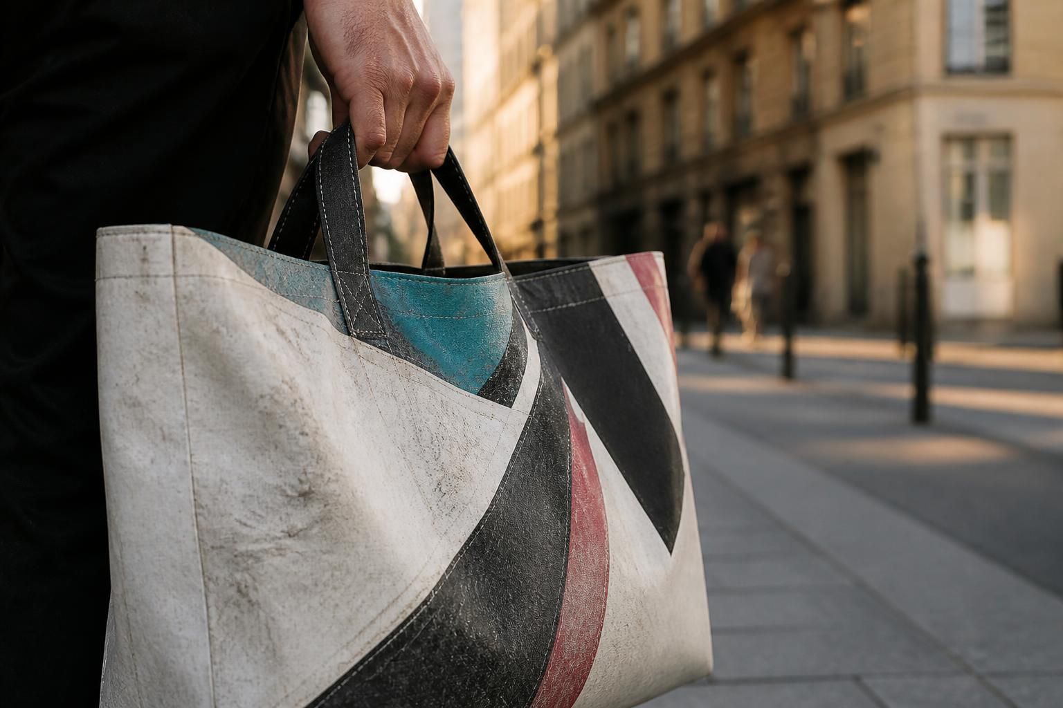découvrez nos cabas confectionnés en bâche publicitaire upcyclée, une solution écologique et astucieuse pour réduire les déchets tout en restant stylé.