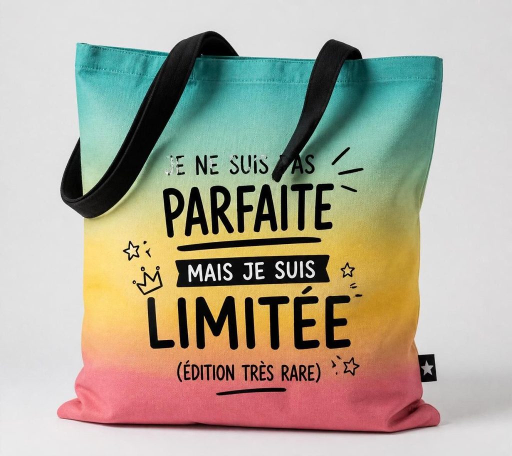 découvrez notre cabas pour ado avec message humoristique, un accessoire tendance et fun qui fait sensation partout où il passe.